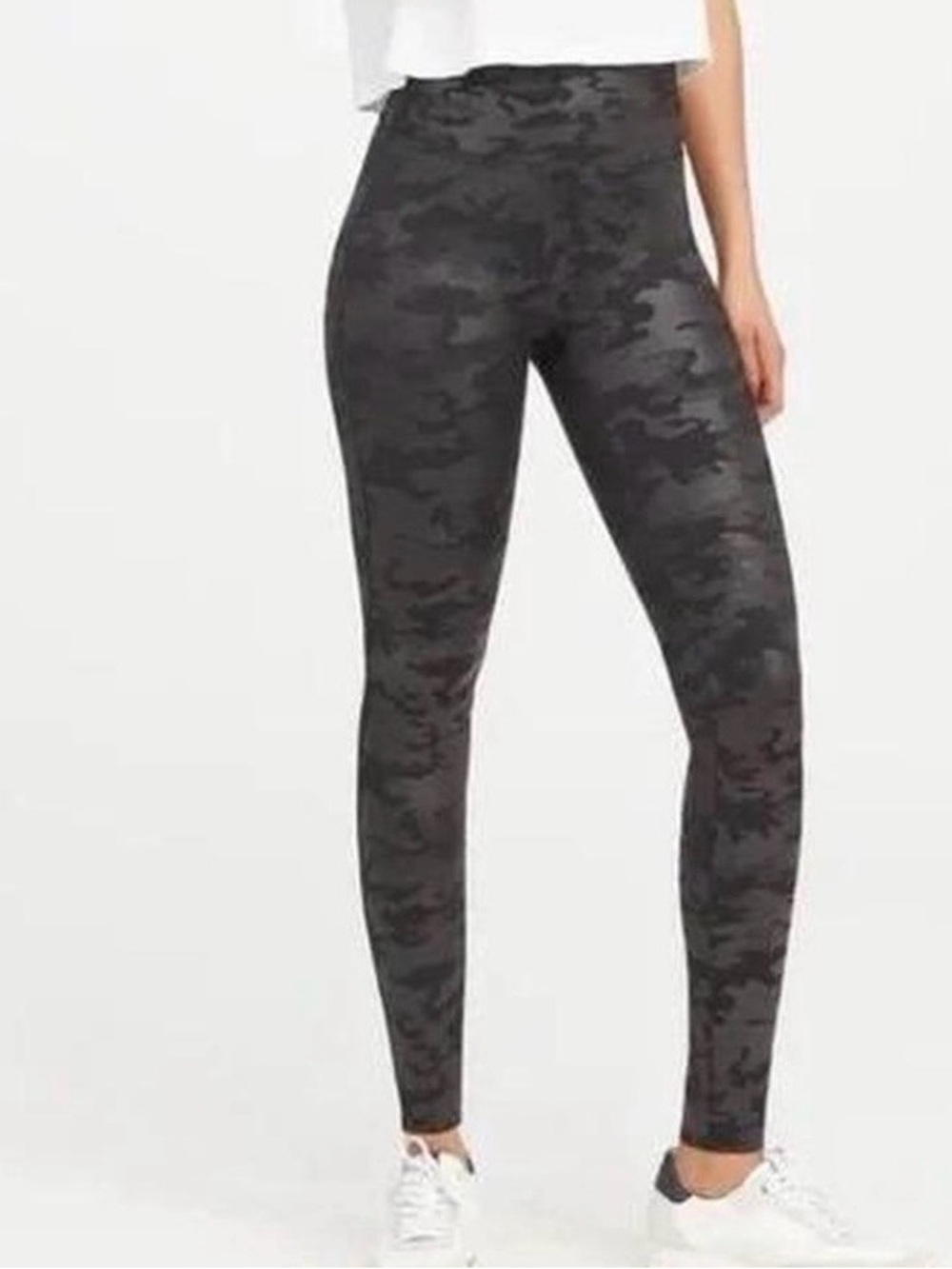 Spanx High-Waist Black Camo Leggings - Women's Activewear